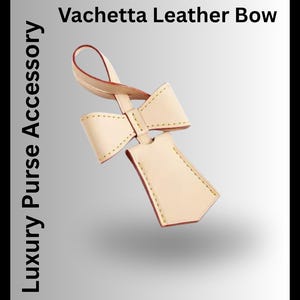 NATURAL Key bell with Bow,Vachetta Leather,Luxury Handmade Purse Accessory, Personalize Custom Initials, Luggage Tag, Speedy, Alma, Neverful
