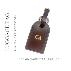 Vachetta Leather Luggage Tag with Clip  Monogram and Personalisation –  Luxegarde