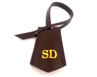 Custom Key Bell Key Clochette Charm Add your Initials Designer Purse Tag Brown Damier Vachetta Leather Heat Stamp Monogram Veg Tanned Leathe