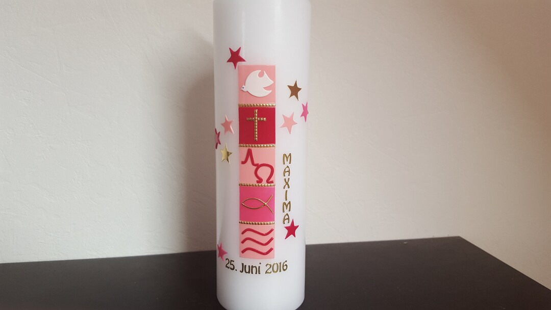 Christening Candle Girls, Christian Symbols, Lettering Gold - Etsy