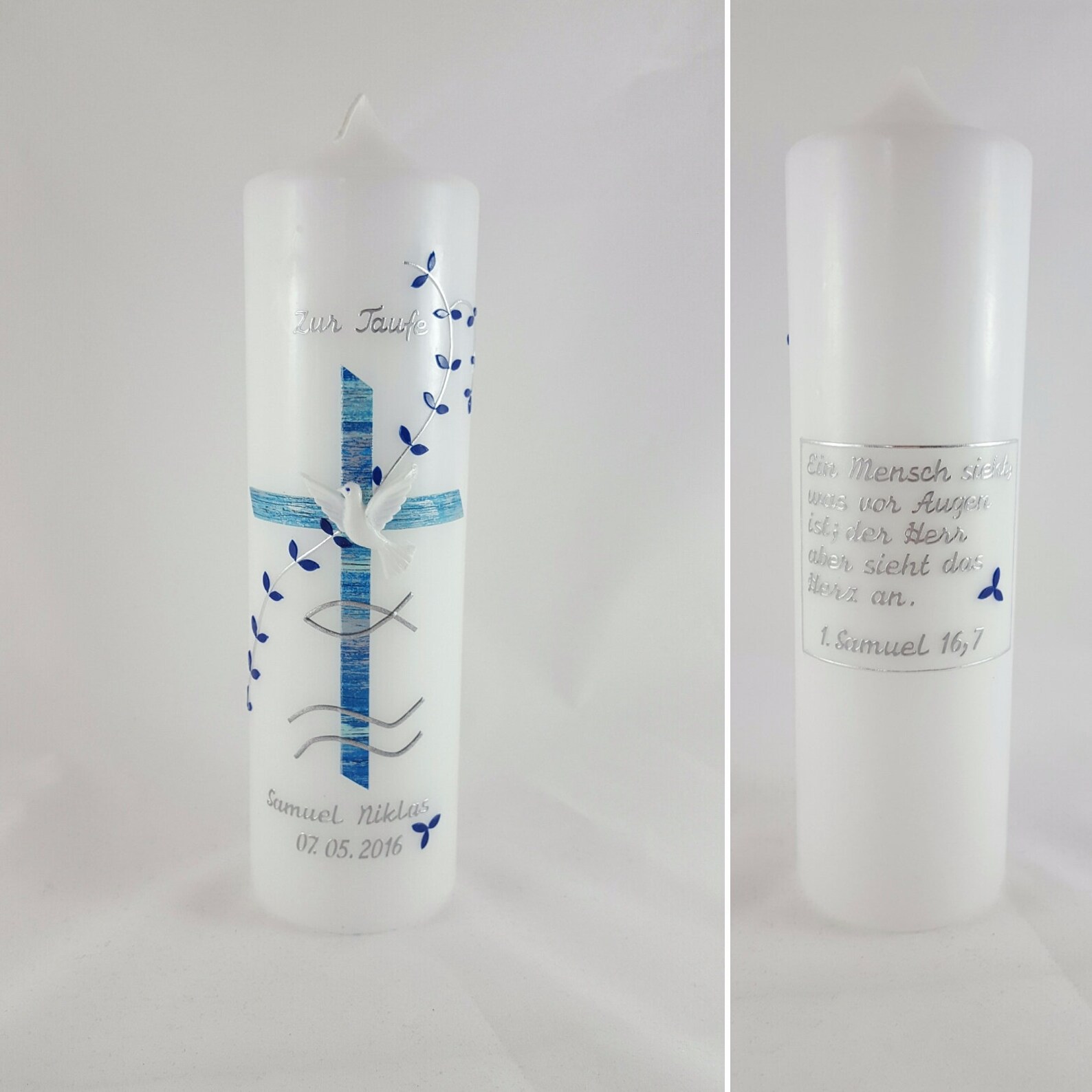 Taufkerze mit Taufspruch elegant Etsy