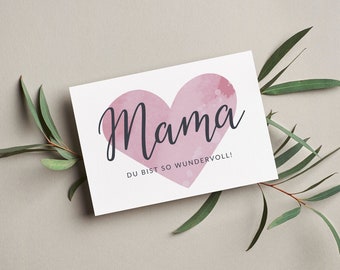 Postkarte "Mama" | Muttertagskarte, Hochglanz-Postkarte, Muttertag, Grußkarte, Geburtstag, Familie