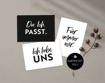 3-er Set Postkarten "Liebe" | Postkarte, Grußkarten, Valentinstag, Jahrestag, Familie, Jubiläum, Hochzeit