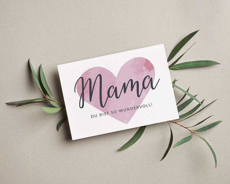 Postkarte Mama Muttertagskarte, Hochglanz-Postkarte, Muttertag, Grußkarte, Geburtstag, Familie Bild 1
