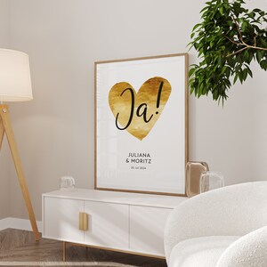 Hochzeits-Poster Ja Poster Hochzeit, Hochzeitsgeschenk, Geschenk Hochzeit, Poster mit Hochzeitsdatum, personalisiert Bild 8