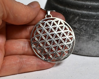 Long necklace flower of life, flower of life, symbol of luck
