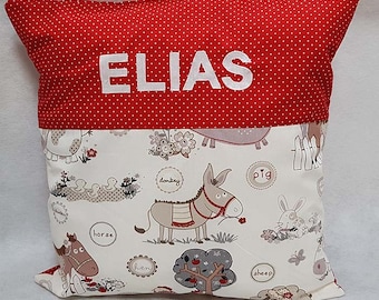 Elias, Kissenhülle für Elias, mit Tieren Geschenk Geburt Taufe