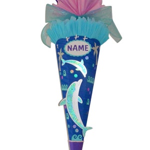 Bastelset Schultüte Delfin blau türkis Zuckertüte basteln