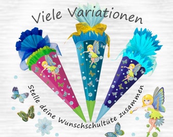 Bastelset Schultüte Elfe grün blau