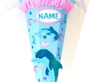 Bastelset  Schultüte Delfin hellblau flieder Zuckertüte