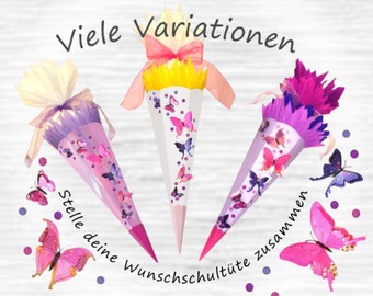 Bastelset Schultüte Schmetterlinge pink lila 1