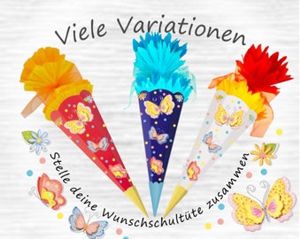 Bastelset Schultüte Schmetterlinge bunt pastell