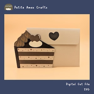 Modèle SVG de carte de tranche de gâteau au chocolat bricolage | Carte de Saint-Valentin | carte d'anniversaire | Carte vierge | Couper le fichier | Cricut