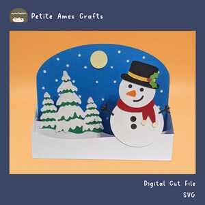 DIY Snowman Pop-up Card Cut File Template SVG | Paper Cut SVG | Snowman Cut File Download | Cricut