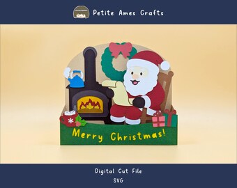 DIY Gemütliche Weihnachtsmann Pop-up Karte SVG Vorlage