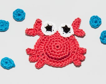 Crabe avec 5 bulles, applique au crochet