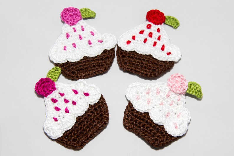 Muffin, 2 pièces, taille env. 5,5 x 5,5, application au crochet image 1