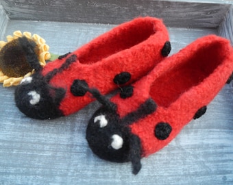 Felt shoes size 38/39 "Funny Animals: Ladybugs"