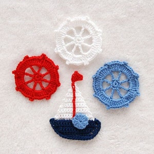 Crochet application steering wheel, blue-red-white, 3 pieces image 4