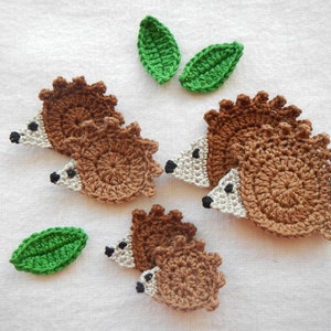 Hedgehog family, dad, mom, child, 3 pieces, crochet applique image 2