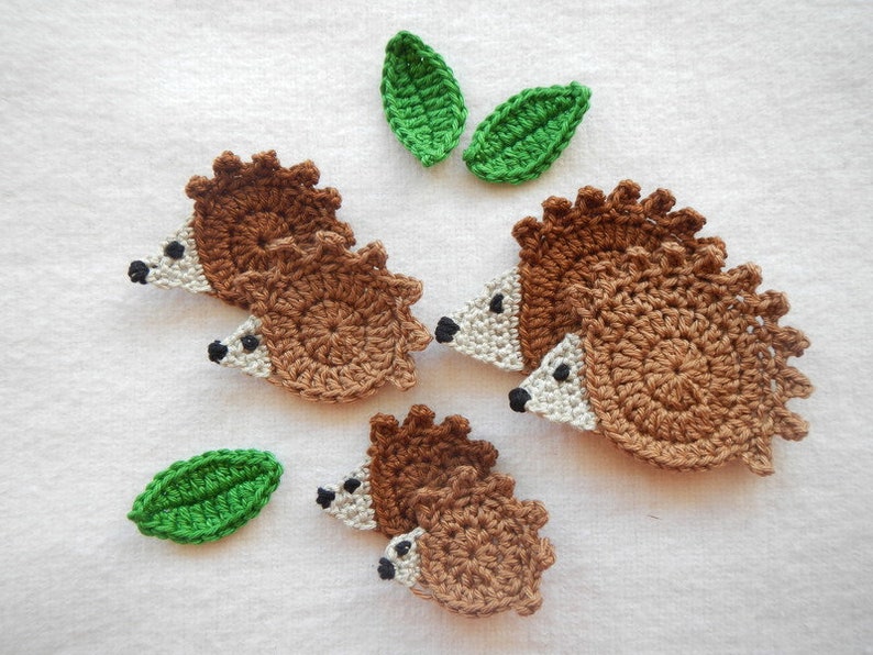 Hedgehog family, dad, mom, child, 3 pieces, crochet applique image 2