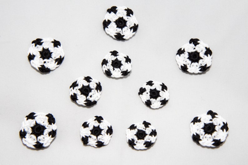 Footballs, 5 pcs, crochet applique image 1