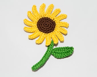 1 Sonnenblume, Häkelapplikation, ca.13cm hoch