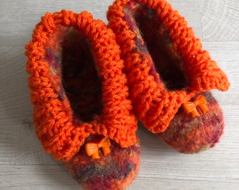 Baby felt shoes "Autumn Sun" with short knitted edge approx. 12 cm
