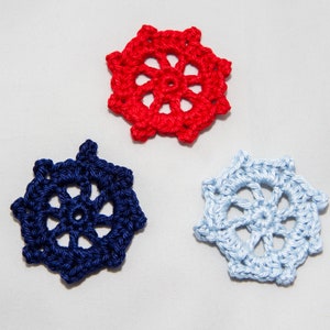 Crochet application steering wheel, blue-red-white, 3 pieces image 5