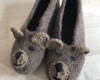 Felt shoes size 27"Funny Forest Animals - Bear"