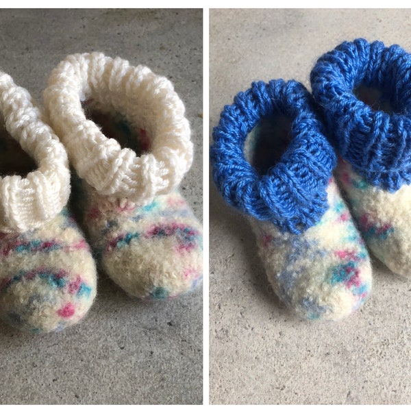 Chaussures bébé en feutre "Confetti" avec bords tricotés, pointure 22