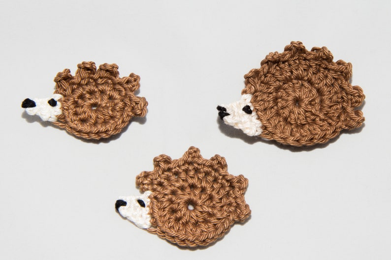 Hedgehog family, dad, mom, child, 3 pieces, crochet applique image 4