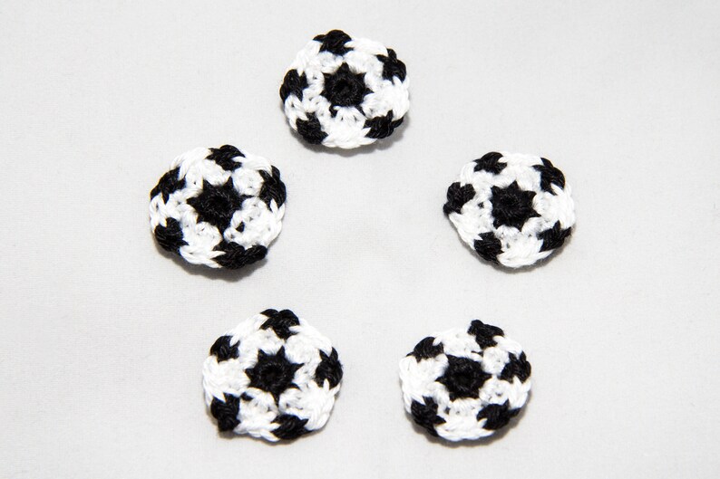 Footballs, 5 pcs, crochet applique image 3