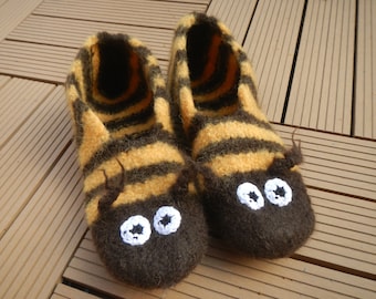 Felt shoes size 38/39 "Funny animals-bee"