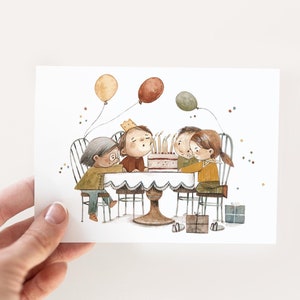 Karte "Kinder Party" Geburtstagskarte Kinder , Einladungskarten Kindergeburtstag, DIN A6