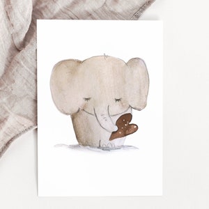 Karte "Elefant mit Herz", Geburtskarte, Einladungen Kindergeburtstag, Grußkarte, Geburtskarten, Elefant, Einladung Elefant, DIN A6