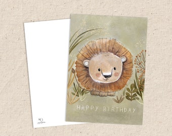 Birthday card "Lion", children's birthday card, Happy Birthday, DIN A6, approx. 0.34 mm thick