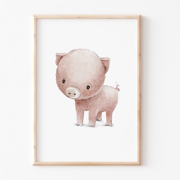 Kinderbild "Schweinchen", Ferkel Schwein Poster Kinderzimmer, Kinderposter