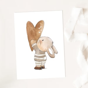 Karte Ostern, Karte zur Geburt, Geburtstagskarte, Einladungskarte Kindergeburtstag, Kindergeburtstag, Osterkarten, DIN A6, "Hase mit Herz"