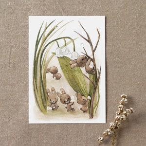 Osterkarte "Hasen in Wiese", Osterkarten, Karten für Ostern, Postkarten, Osterdeko, Hasenbilder, DIN A6, 0.34 mm dick