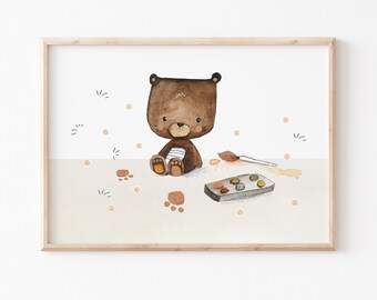 Kinderbild "Malen mit Teddy", Poster Kinderposter