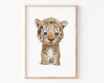 Kinderbild "Tiger" Kinderposter, Poster, Tierposter, Aquarell Tier-Print, Kinderzimmer Bilder