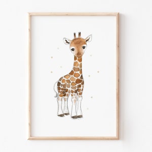 Kinderbild Kinderposter "Giraffe", A3 A4 Poster Kinderzimmer, Kinderbilder Safari, Kinderzimmer Wanddekoration, Kinderzimmer Giraffe Bild