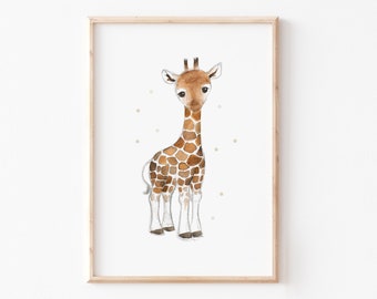 Kinderbild Kinderposter "Giraffe", A3 A4 Poster Kinderzimmer, Kinderbilder Safari, Kinderzimmer Wanddekoration, Kinderzimmer Giraffe Bild