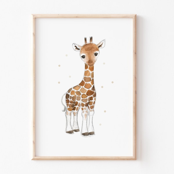 Kinderfoto kinderposter "Giraffe", A3 A4 poster kinderkamer, kinderfoto's safari, kinderkamer wanddecoratie, kinderkamer giraffe foto