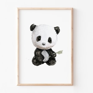 Poster "Panda", Kinderbild, Pandabär Tierbild, Kinderzimmer Wanddekoration, Pandabär, Kinderzimmerbild, DIN A4