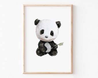 Poster "Panda", Kinderbild, Pandabär Tierbild, Kinderzimmer Wanddekoration, Pandabär, Kinderzimmerbild, DIN A4