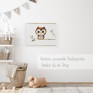 Eulenbild Kinderbild Eule A4 A3, Poster Kinderzimmer, Waldtiere Kinderposter, Kinderzimmer Deko, Babyzimmer Bild, Waldtiere Kinderzimmer Bild 4