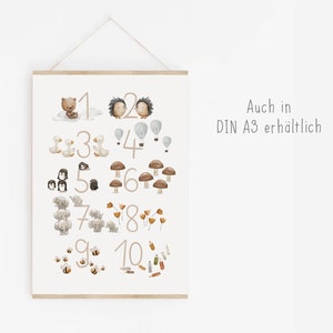 Kinderbild Zahlen, DIN A3 A4 Zahlenbild, Zahlen lernen, Poster Kinderzimmer, Größe wählbar Bild 5