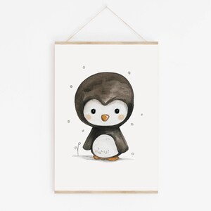 Kinderbild Poster A4 A3 Pinguin Kinderzimmer, Kinderposter Kinderzimmer, Deko Kinderzimmer, Kinderbilder, Tierposter, Pinguin Poster Bild 2